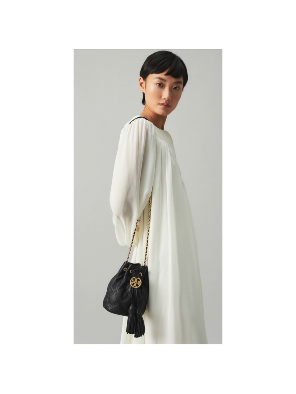 Tory Burch Fleming Soft Mini Bucket Bag Quilted Black EUC - Picture 10 of 10